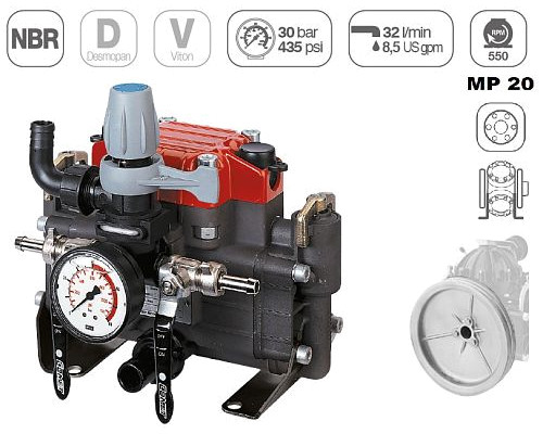 Насос мембранно-поршневой Comet серия МР20 (19,5 л/мин; 30 бар) с шкивом d=247