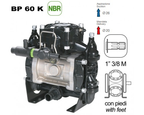 Насос мембранный Comet® серия BP60 (58 л/мин; 20 бар); вал ВОМ 1