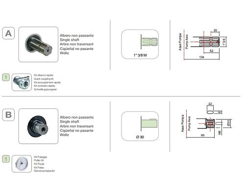 Насос мембранный Comet® серия BP20/15 (18,7 л/мин; 15 бар); вал d30 гладкий/шпонка