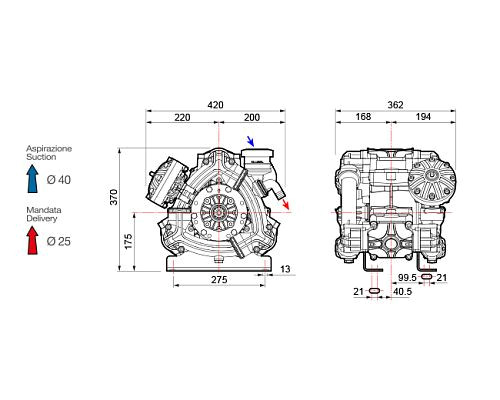 Насос мембранный Comet® серия ВPS160 (153 л/мин; 20 бар); вал ВОМ 1