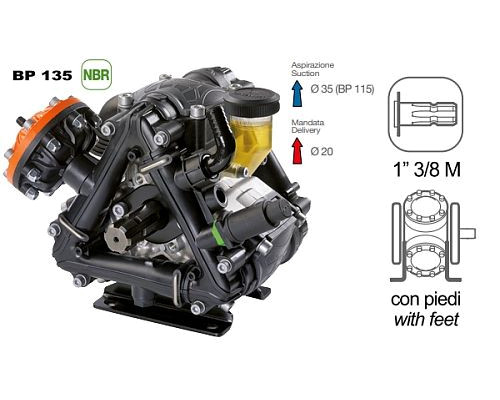 Насос мембранный Comet® серия BP115 (110 л/мин; 20 бар); вал ВОМ 1