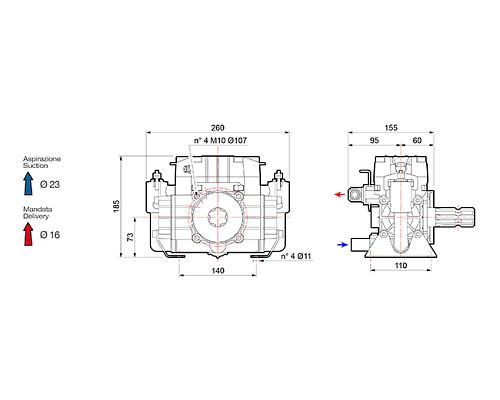 Насос мембранный Comet® серия BP20/15 (18,7 л/мин; 15 бар); вал d30 гладкий/шпонка