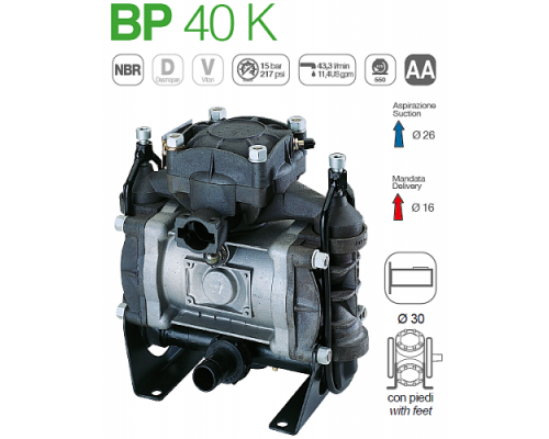 Насос мембранный Comet® серия BP40 (43,3 л/мин; 15 бар); гладкий/шпонка d 30