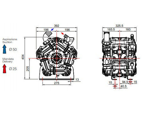 Насос мембранный Comet® серия ВPS260 D (249 л/мин; 20 бар); вал ВОМ 1