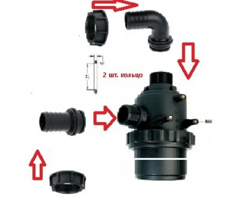 Фильтр всасывающий до 800 л/мин, 32 меш: вход d=60 mm.(прямой) - выход d=60 mm.(90 гр.) насоса BP300