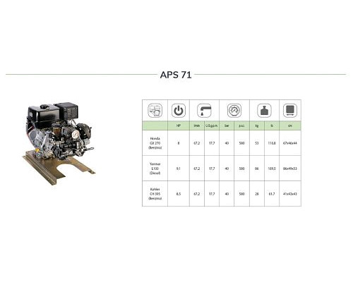 Насос мембранный Comet® серия APS 71 (67,2 л/мин; 40 бар) c бенз. дв. Honda GX270 Elec.start