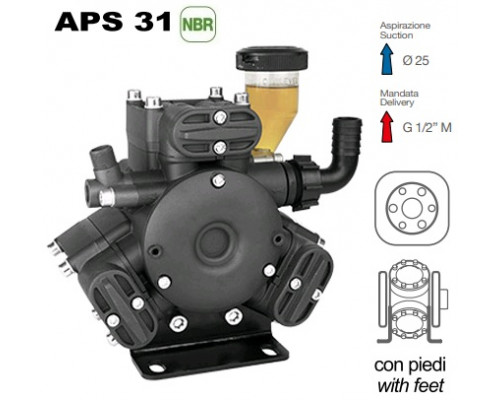 Насос мембранный Comet® серия APS 31 (25 л/мин; 40 бар); элемент соединительный под 6 болтов